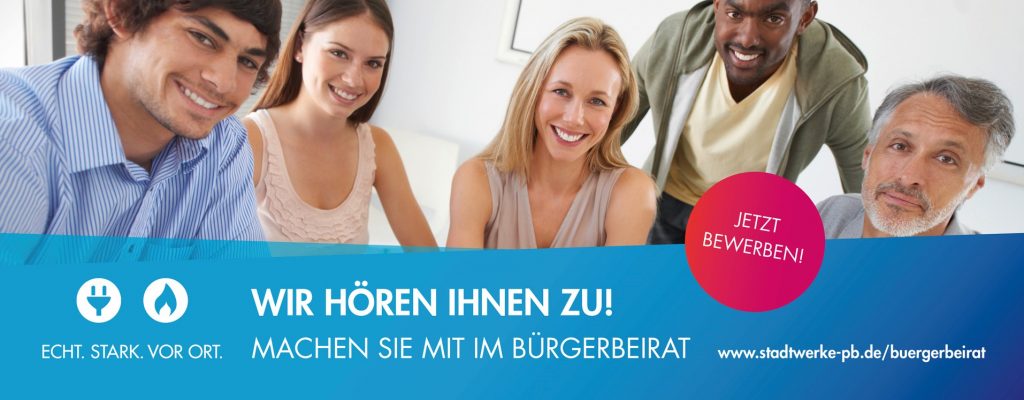 Personen in einem Banner für den Bürgerbeirat